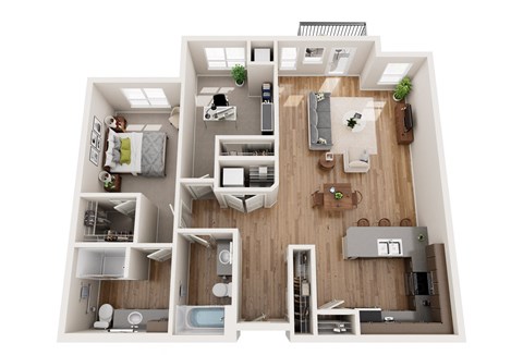 Floor plan for 2 beds, 2 baths, 1215 sqft